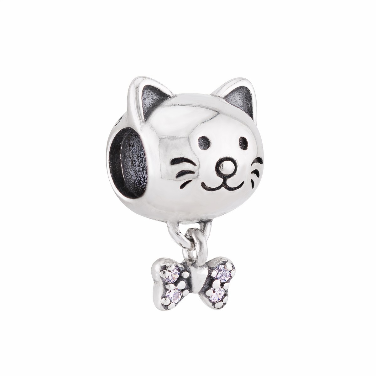 BERLOQUE P925 GATO COM GRAVATA DE ZIRCONIA CRISTAL