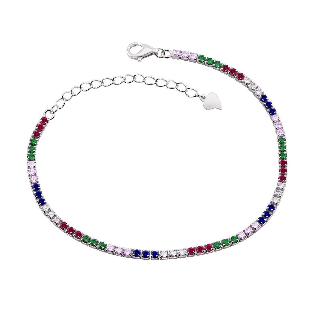 PULSEIRA P925 RIVIERA ZIRCONIA COLORIDA 14CM+EXTENSOR 6CM