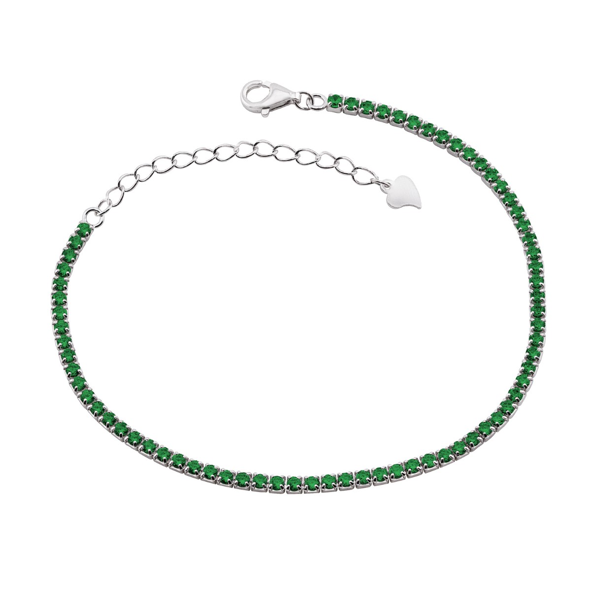 PULSEIRA P925 RIVIERA ZIRCONIA ESMERALDA 14CM+EXTENSOR 6CM