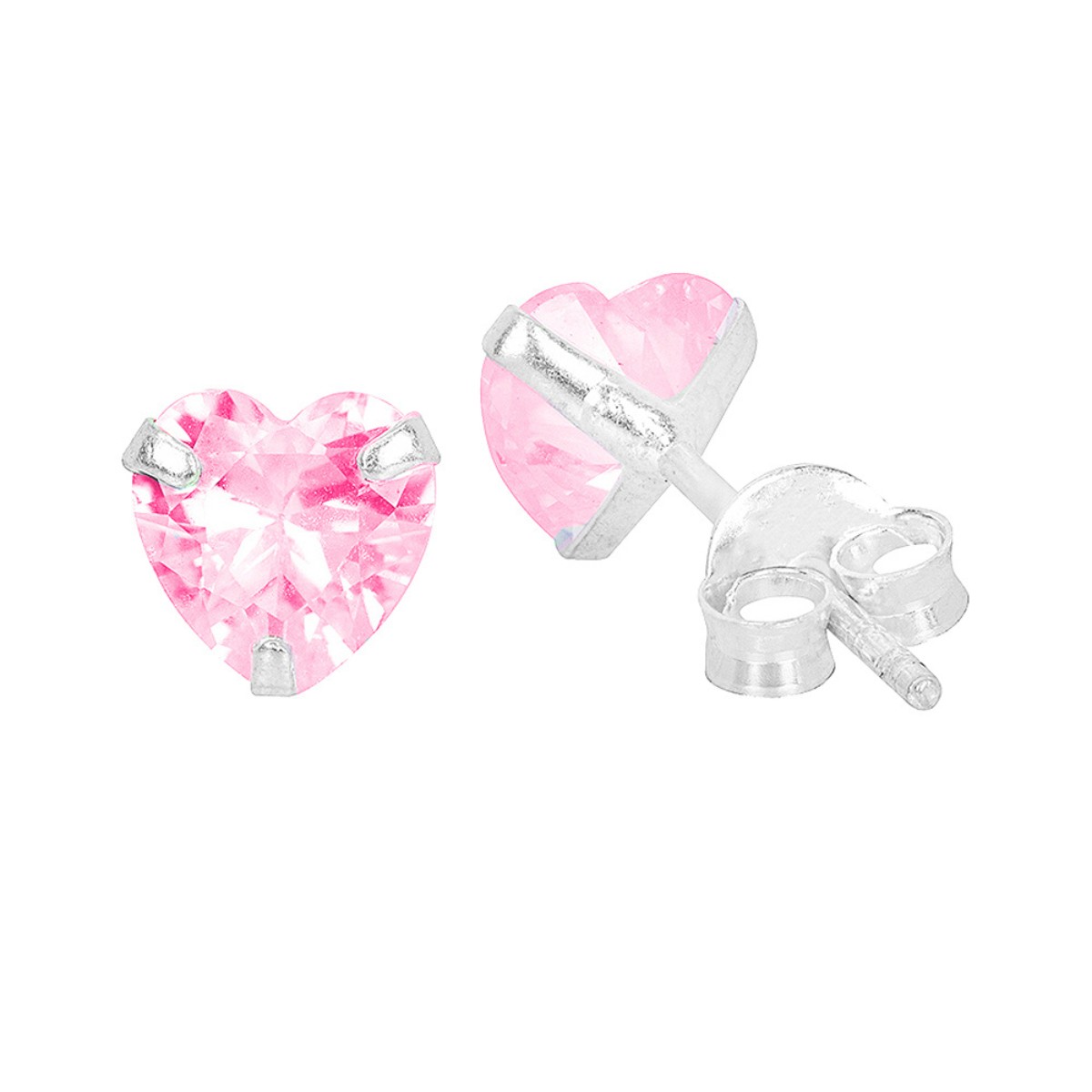 BRINCO PEQUENO P925 CORAÇÃO ZIRCONIA ROSA 6X6MM