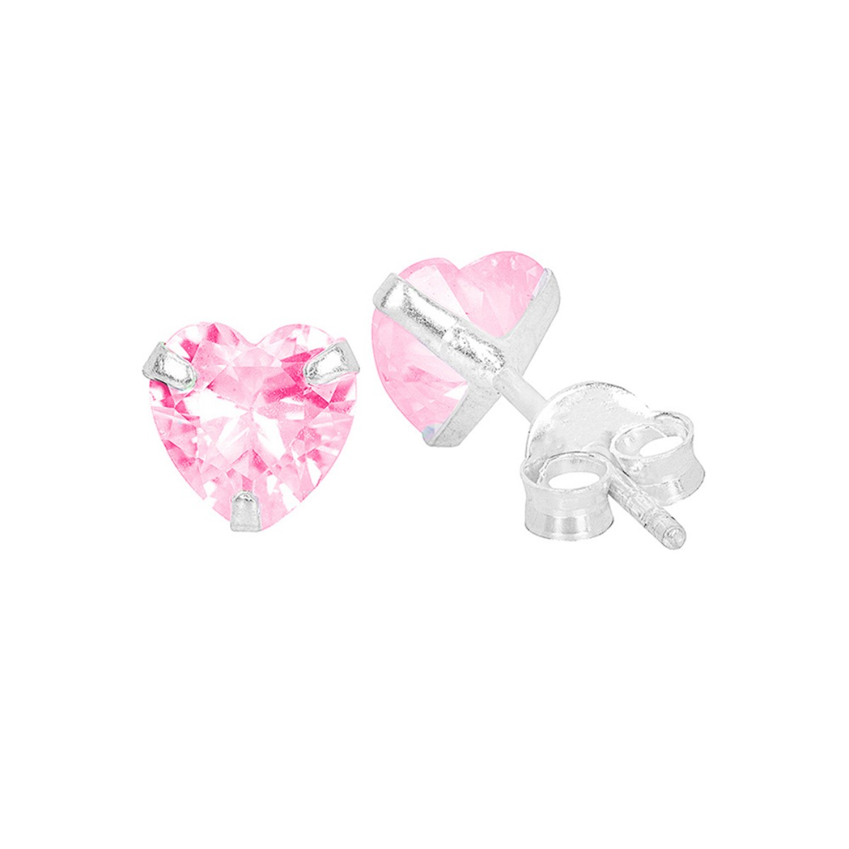 BRINCO PEQUENO P925 CORAÇÃO ZIRCONIA 4MM ROSA CLARO