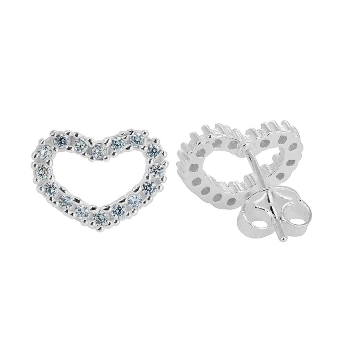 BRINCO PEQUENO P925 CORAÇÃO ZIRCONIA CRISTAL 1,1X0,8CM
