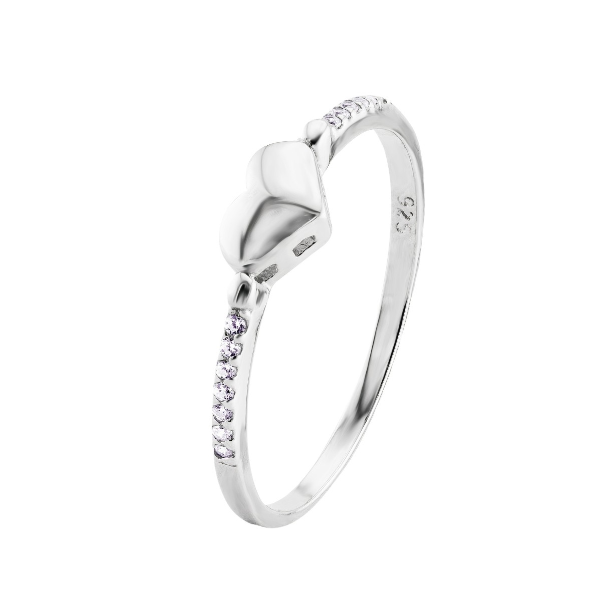 ANEL P925 RÓDIO CORAÇÃO LISO LATERAL COM ZIRCONIA CRISTAL