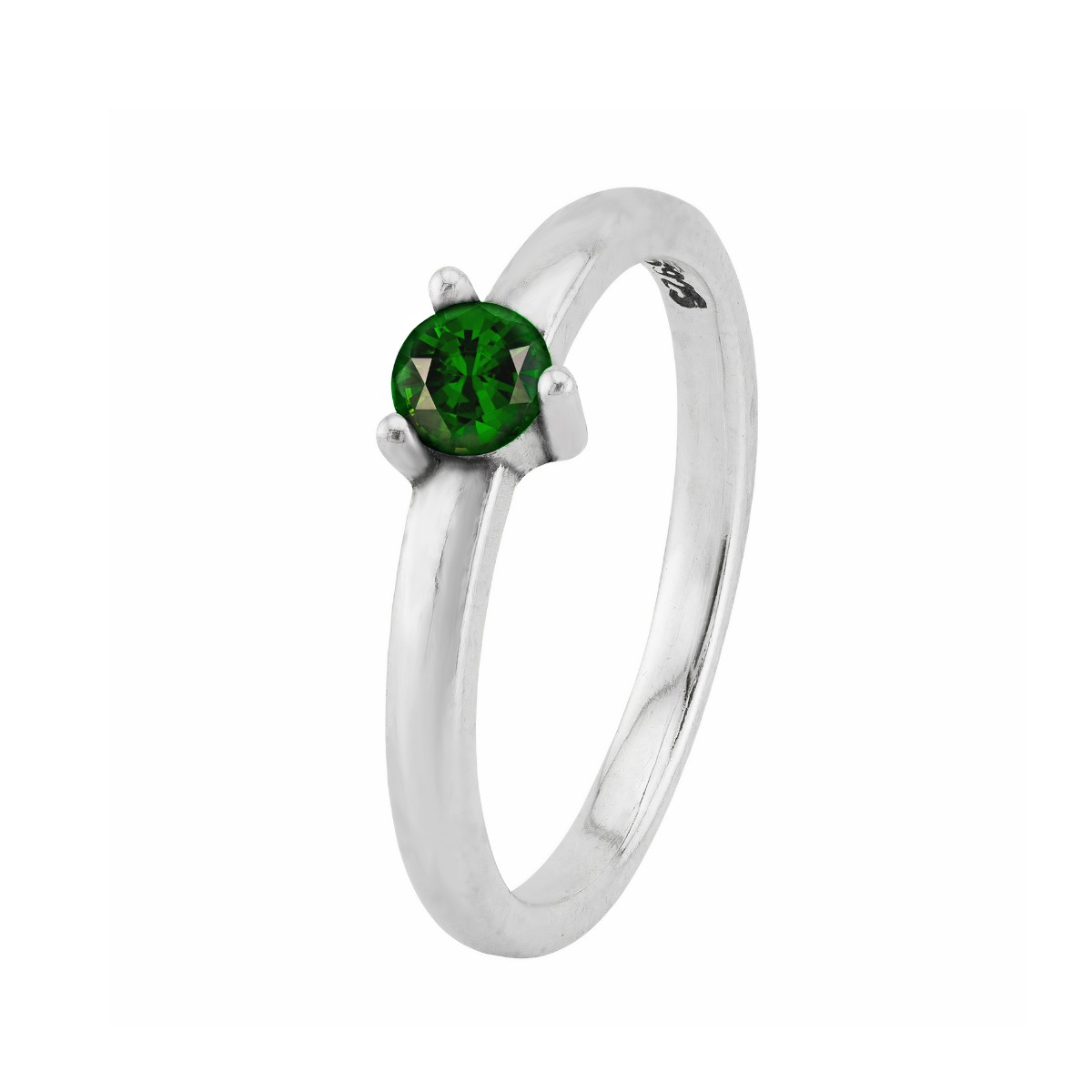ANEL P925 SOLITÁRIO LISO ZIRCONIA ESMERALDA