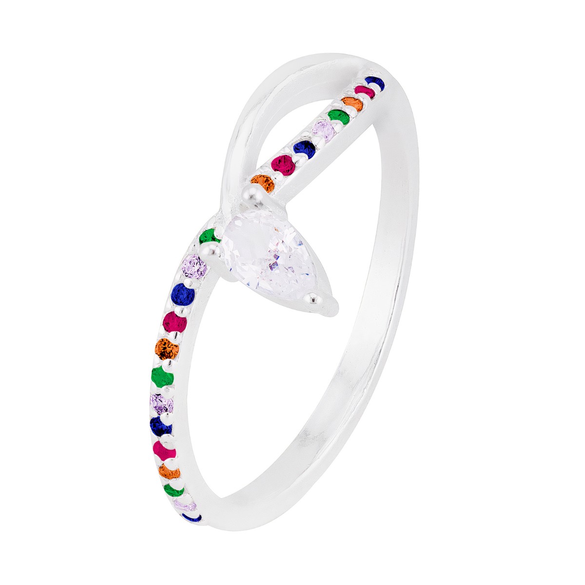 ANEL P925 SOLITÁRIO ZIRCONIA GOTA COLORIDO