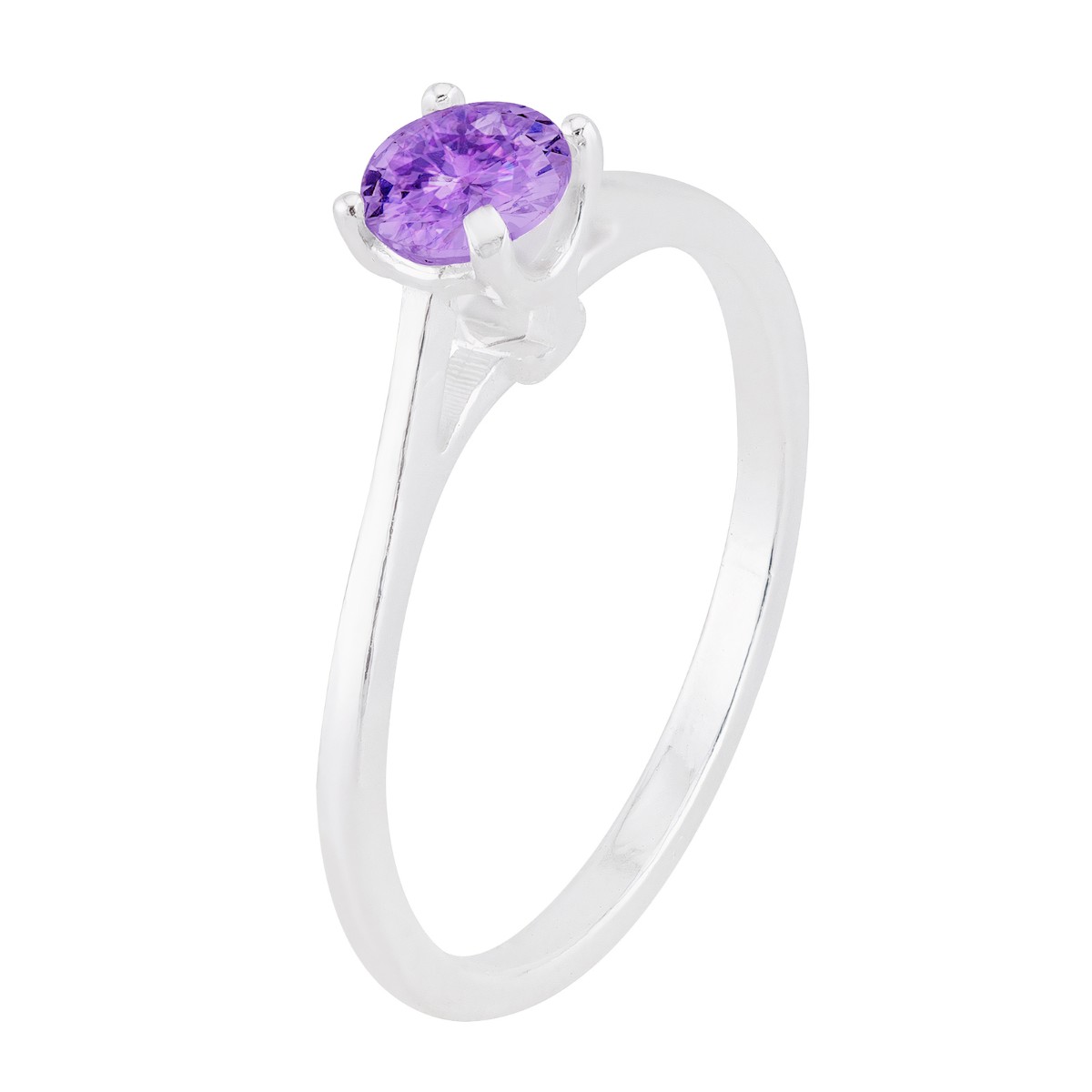 ANEL P925 SOLITÁRIO ZIRCONIA AMETISTA FORMATURA 5MM