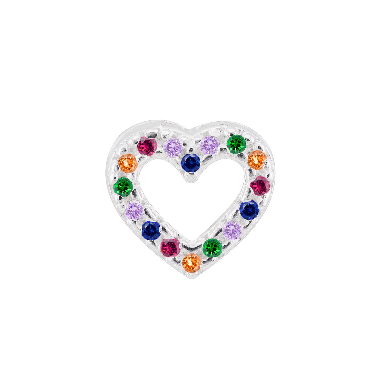 GARGANTILHA P925 VENEZIANA + PINGENTE CORAÇAO VAZADO ZIRCONIA COLORIDA 1X1CM