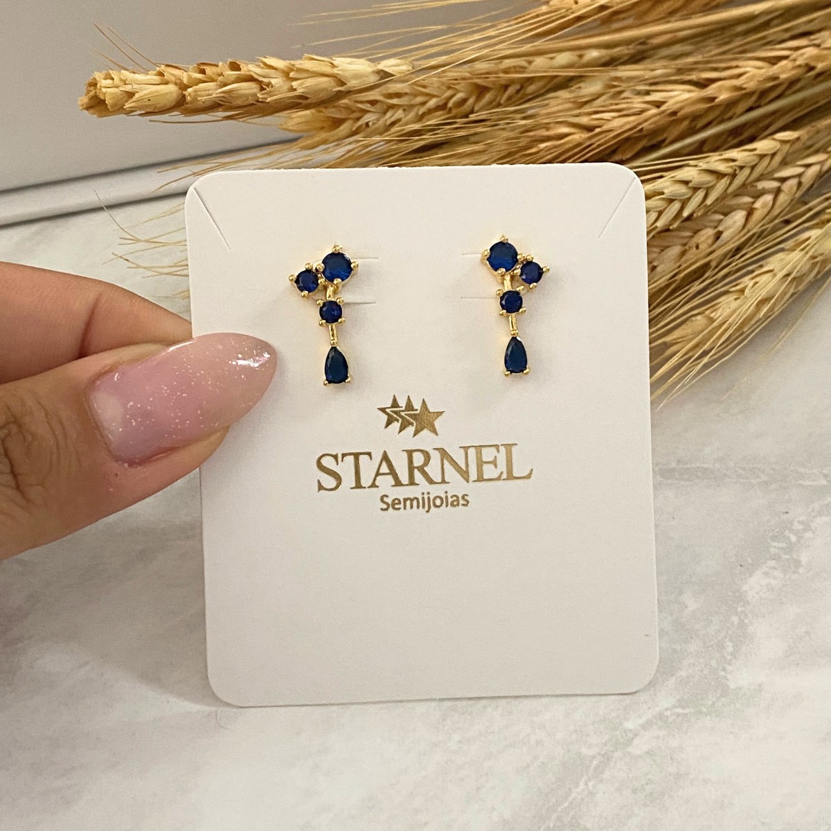 BRINCO EAR CUFF SAFIRA 4 PEDRA ZIRCONIA