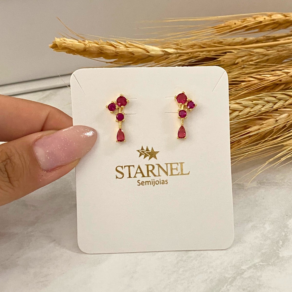 BRINCO EAR CUFF RUBI 4 PEDRA ZIRCONIA