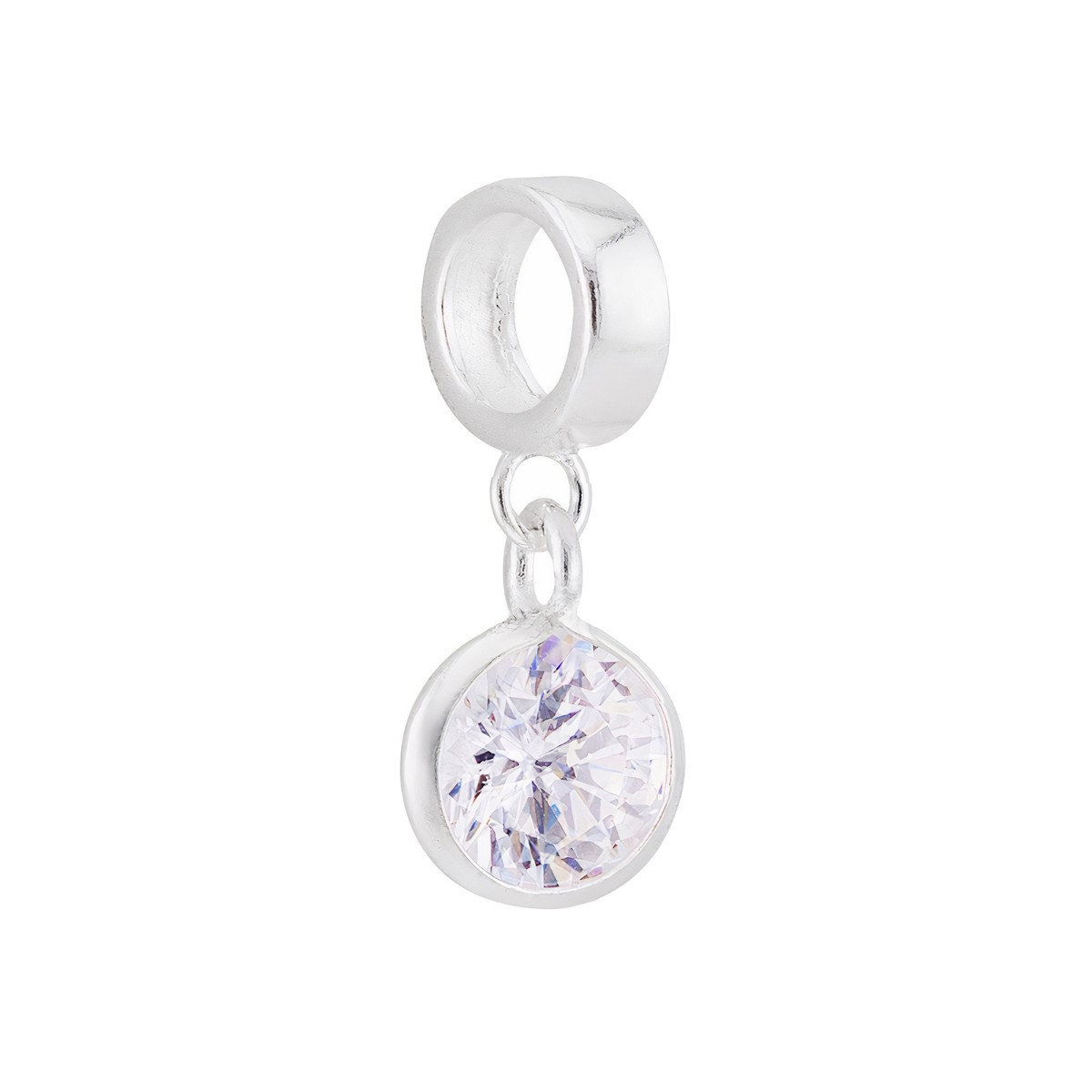 BERLOQUE P925 PONTO DE LUZ ZIRCONIA REDONDO CRISTAL 7X12MM