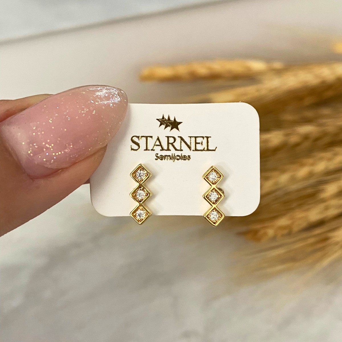 BRINCO EAR CUFF 3 LOSANGO CRAVEJADO