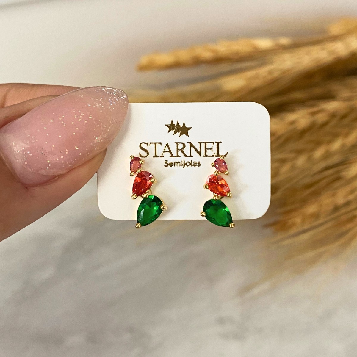 BRINCO EAR CUFF 3 GOTAS CRAVEJADAS COLOR