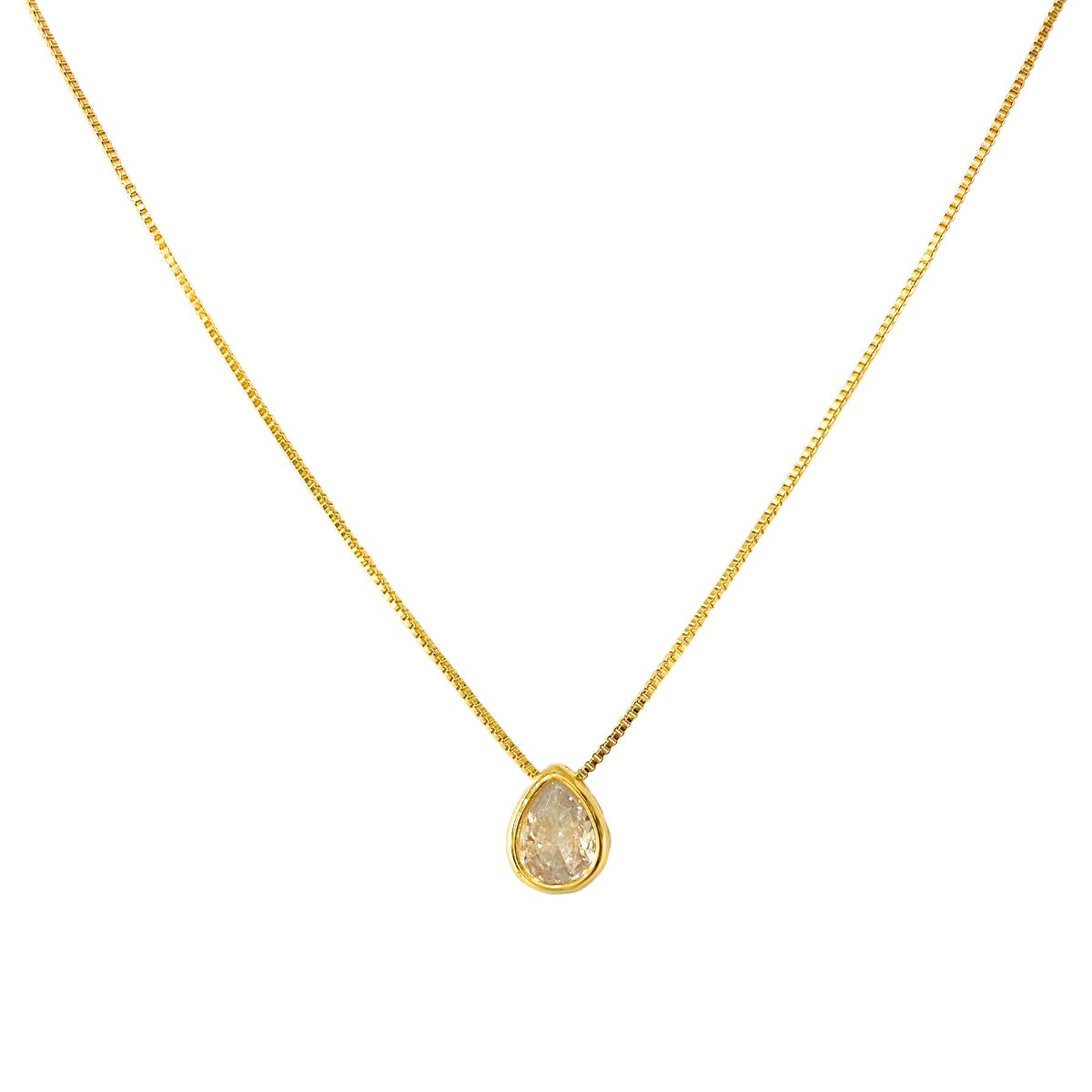 GARGANTILHA VENEZIANA + PINGENTE PONTO DE LUZ GOTA ZIRCONIA CRISTAL