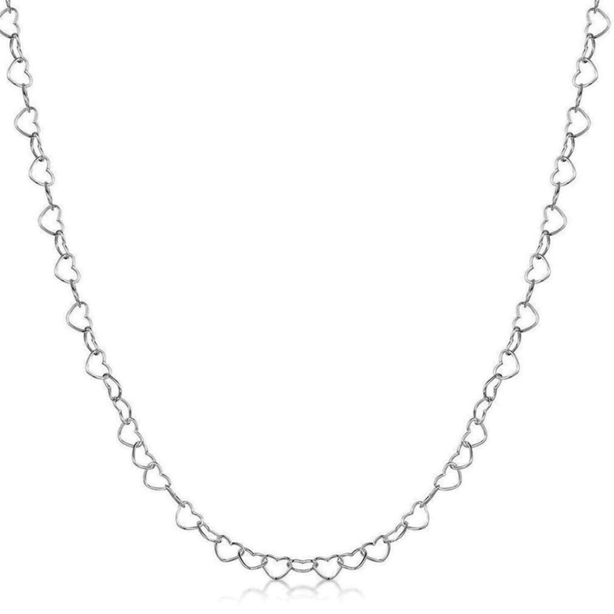 GARGANTILHA P925 ELO DE CORAÇAO VAZADO FIO 4MM 45CM