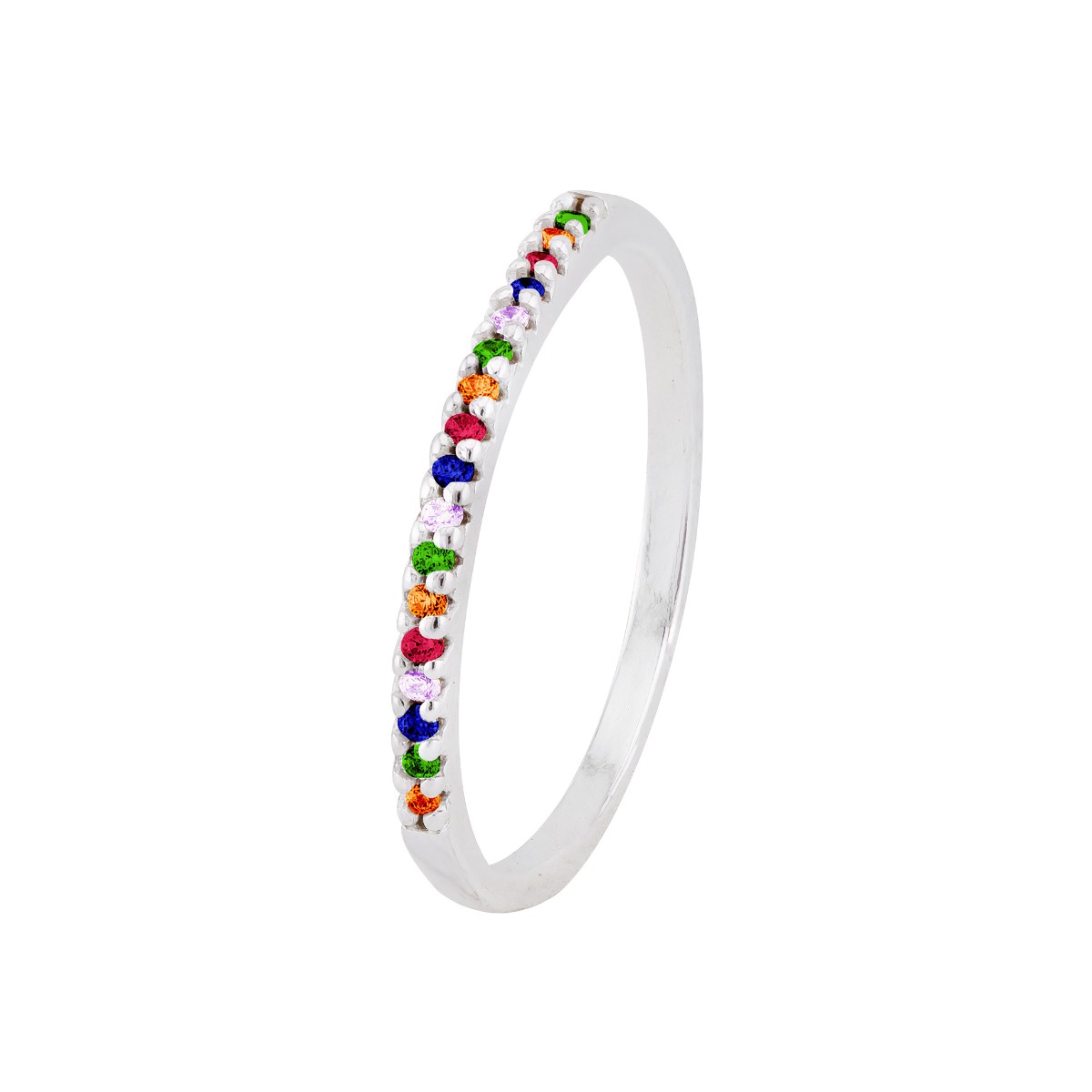 ANEL P925 APARADOR MEIA ALIANÇA CRAVEJADA ZIRCONIA COLORIDA 1MM