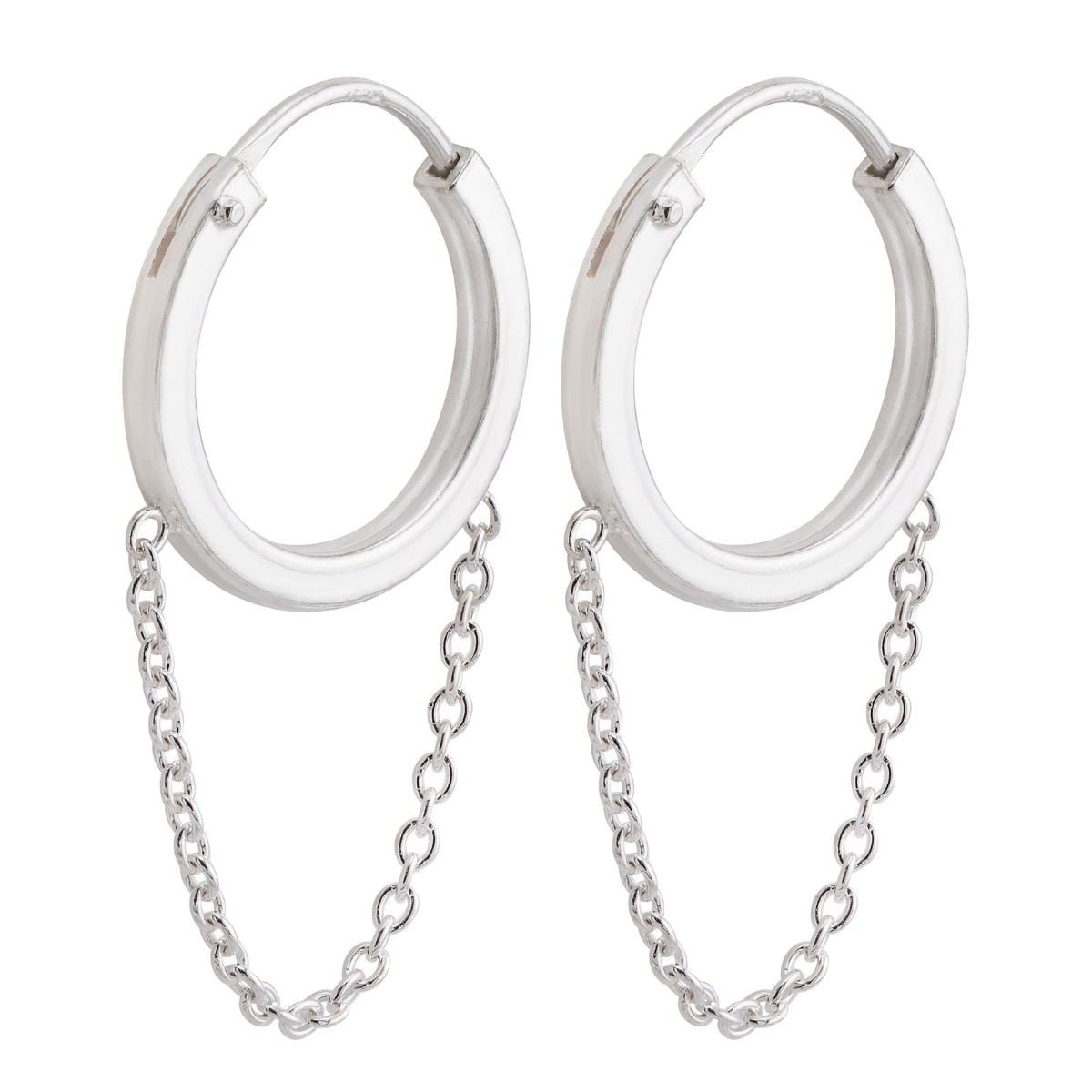 ARGOLA P925 MEDIA FIO QUADRADO 13MM COM CORRENTE