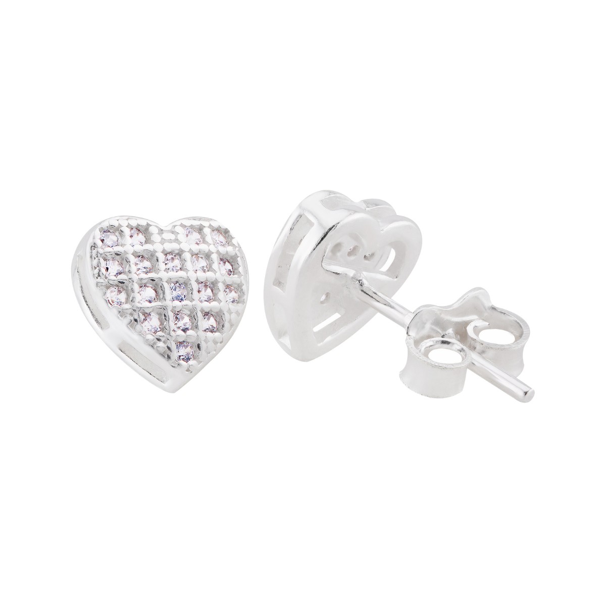 BRINCO PEQUENO P925 CORAÇÃO ZIRCONIA WHITE 8MM