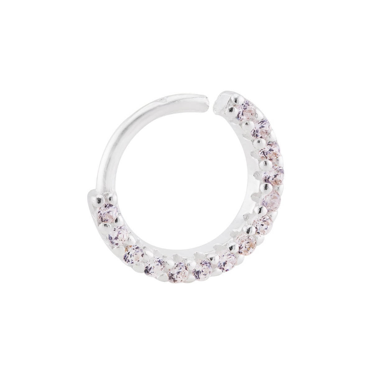 PIERCING P925 ARGOLA PARA TRAGUS E HELICE COM 14 ZIRCONIAS CRISTAL