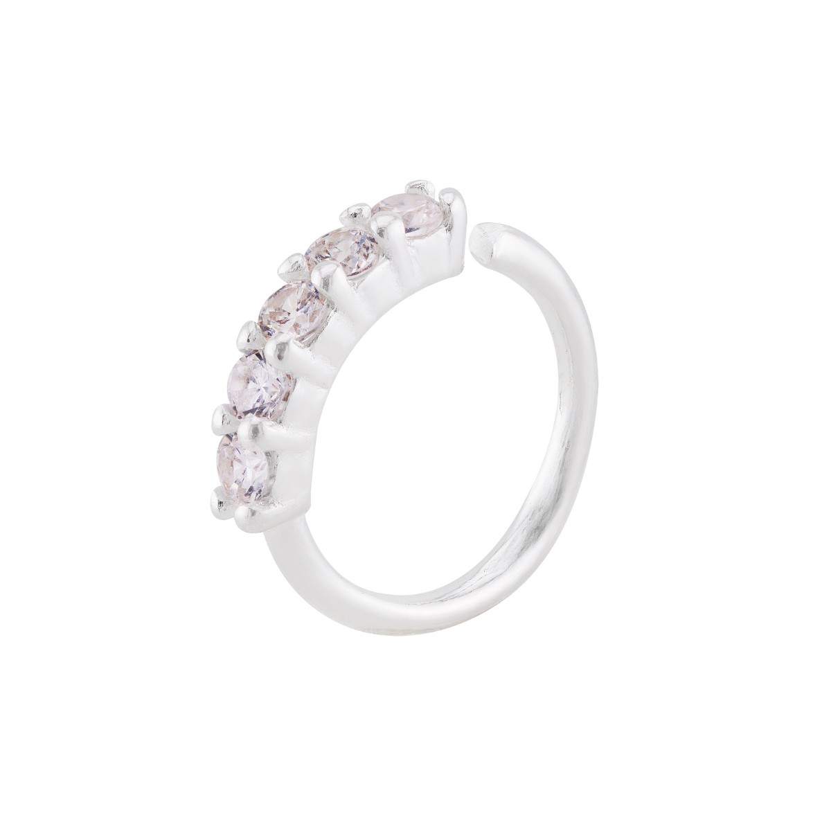 PIERCING P925 ARGOLA PARA TRAGUS E HELICE COM 5 ZIRCONIAS CRISTAL