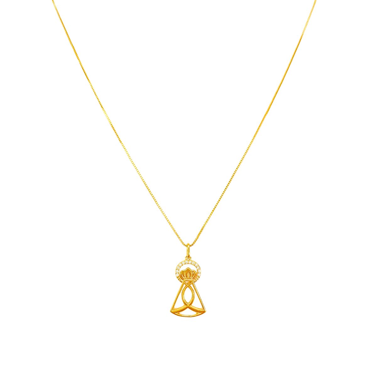 GARGANTILHA VENEZIANA + PINGENTE NS APARECIDA VAZADA E COROA CRAVEJADA CRISTAL 23MM