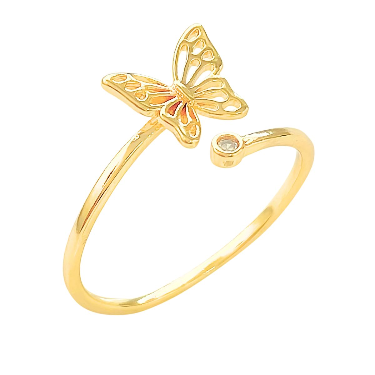 ANEL REGULAVEL BORBOLETA VAZADA COM UMA ZIRCONIA
