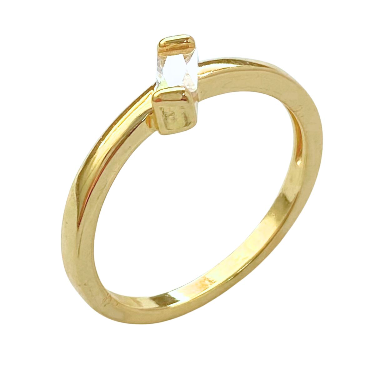 ANEL RIVIERA RETANGULAR EM ZIRCONIA CRISTAL