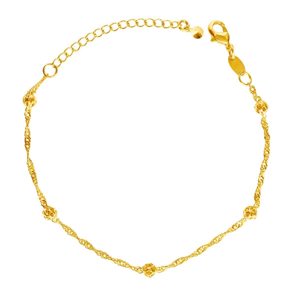 PULSEIRA TRANÇADA COM 5 BOLINHAS TRABALHADAS