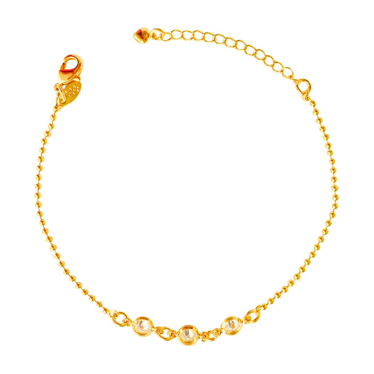 PULSEIRA CORRENTE COM MINI BOLINHAS E 3 ZIRCONIAS CRAVEJADAS AO MEIO