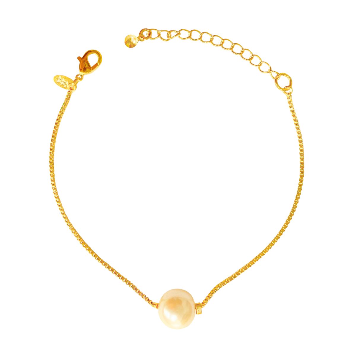 PULSEIRA VENEZIANA COM 1 BOLA PEROLA NO MEIO 10MM