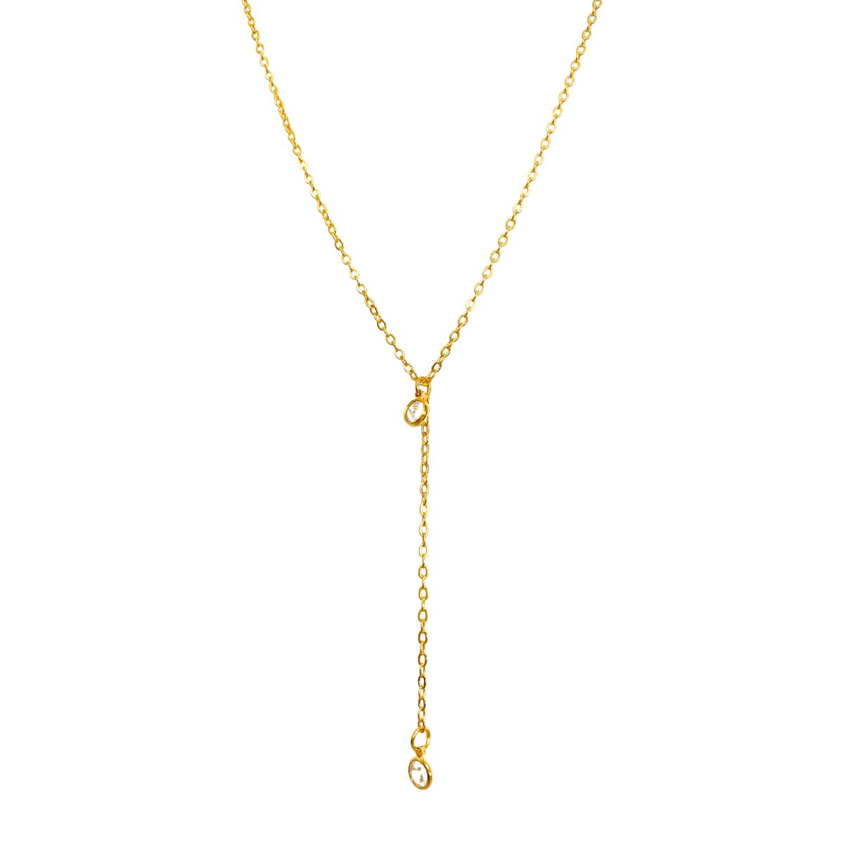 GARGANTILHA GRAVATINHA COM 2 PEDRAS DE ZIRCONIAS