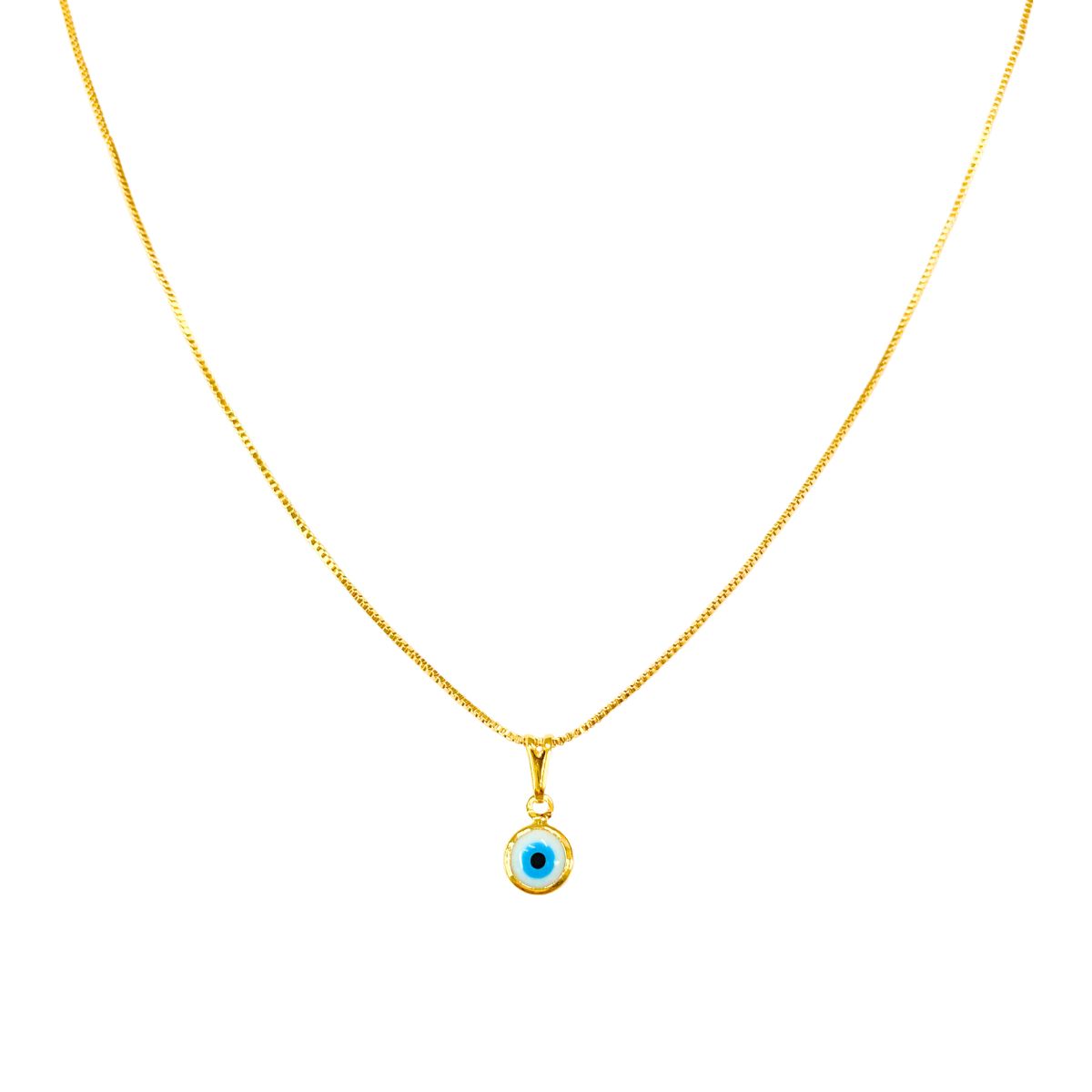 GARGANTILHA VENEZIANA + PINGENTE DE OLHO GREGO AZUL CLARO