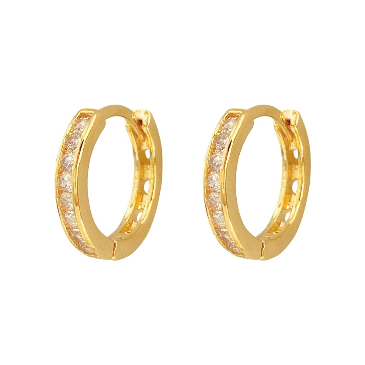 ARGOLA CLICK 1 FELEIRA CRAVEJADA COM 8 ZIRCONIAS