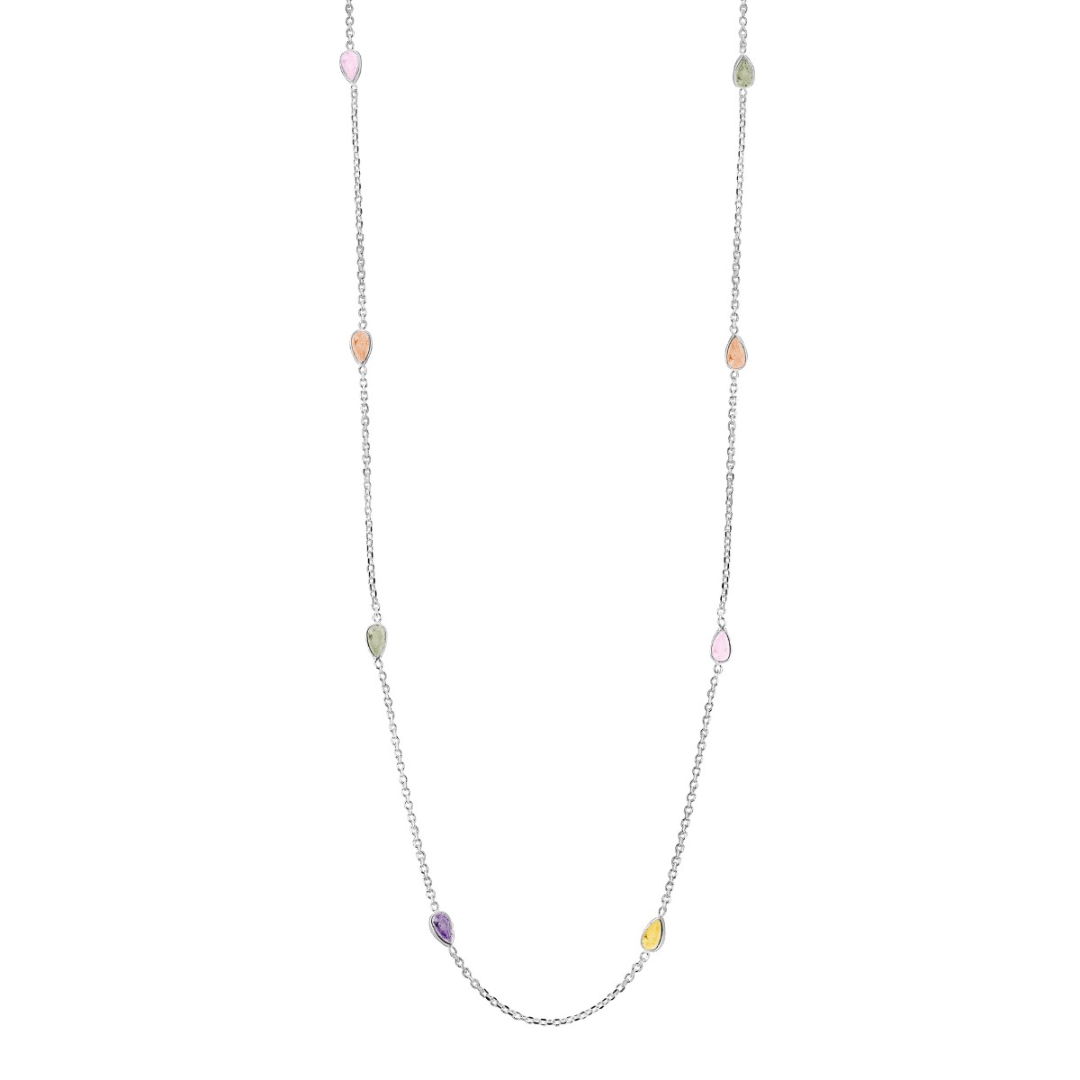 GARGANTILHA P925 GOTA 3MM ZIRCONIA COLORIDA 40CM+EXTENSOR 5CM