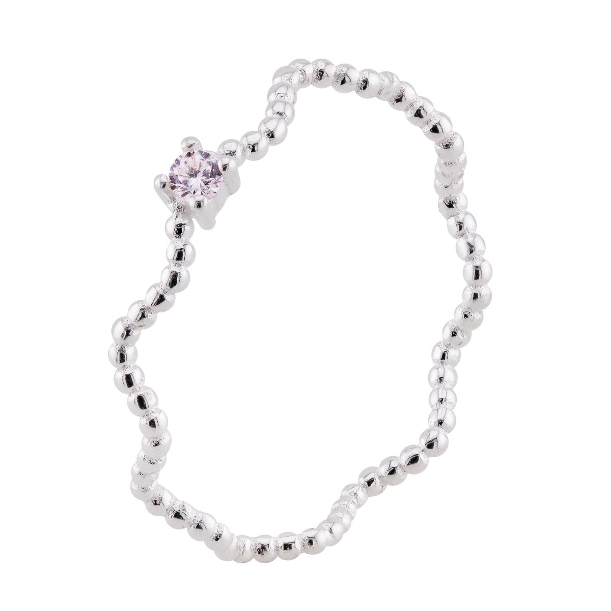ANEL P925 BOLINHA ONDULADA SOLITARIO ZIRCONIA CRISTAL