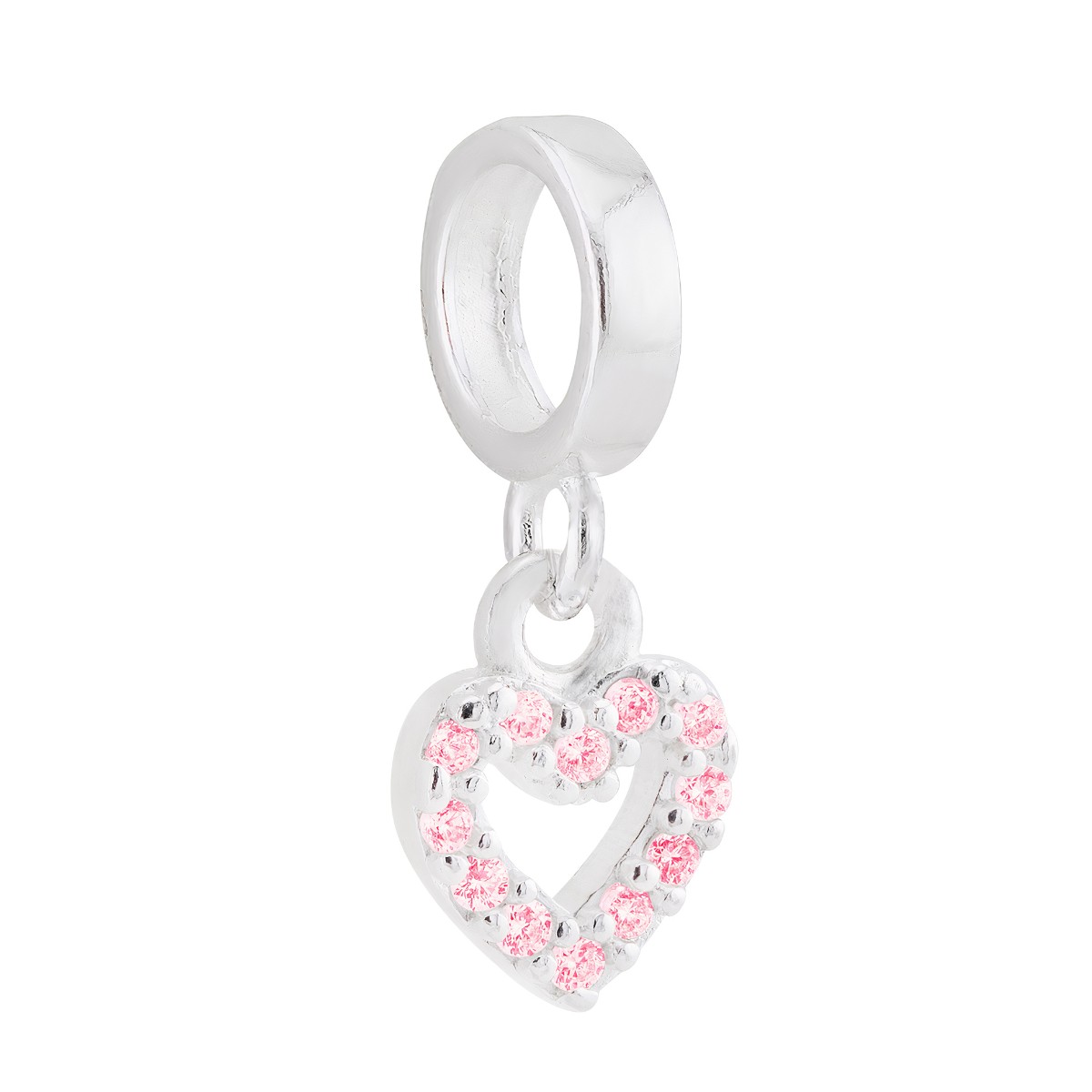 BERLOQUE P925 CORAÇÃO VAZADO ZIRCONIA ROSA
