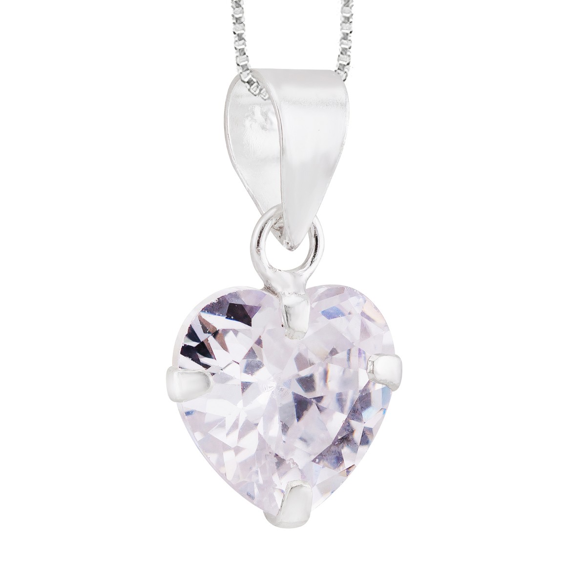 GARGANTILHA P925 VENEZIANA + PINGENTE PONTO DE LUZ CORAÇAO ZIRCONIA CRISTAL