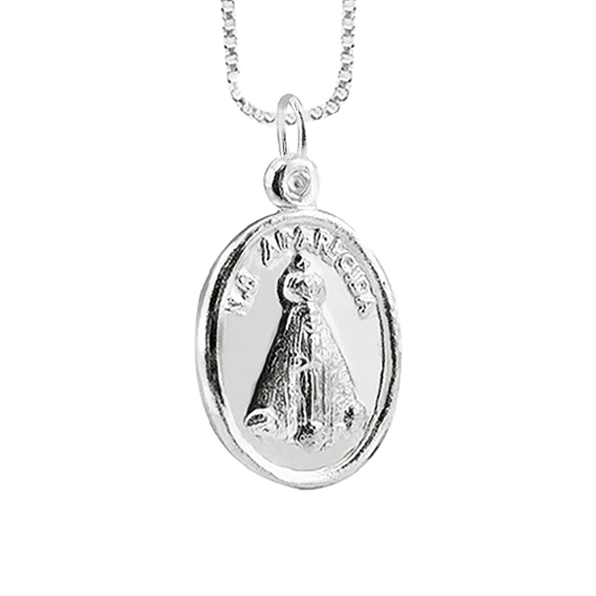 GARGANTILHA P925 VENEZIANA + PINGENTE MEDALHA NOSSA SENHORA 2,5X1,4CM