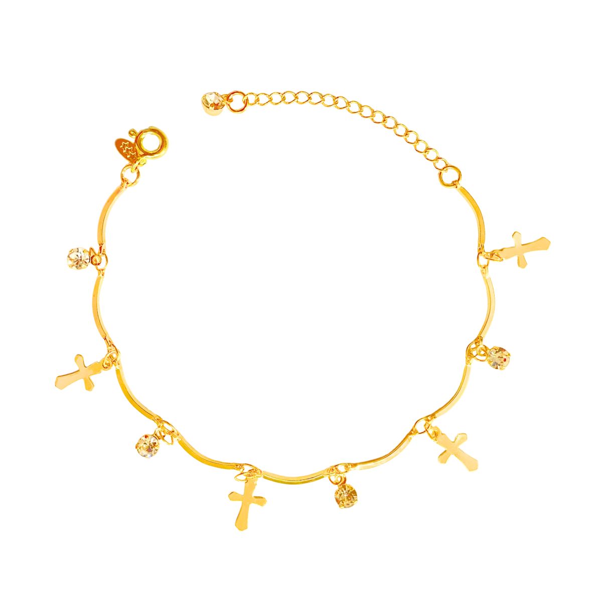 PULSEIRA DE ONDA COM PINDURICALHO DE CRUZ E PONTO DE LUZ REDONDO