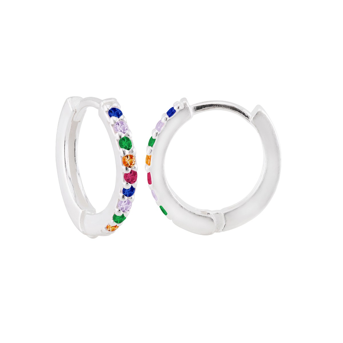 ARGOLA P925 CLICK GRANDE 1 FILEIRA ZIRCONIA COLORIDA 1,5X1,5CM