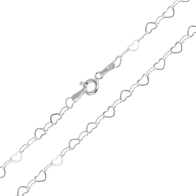 TORNOZELEIRA P925 ELO DE CORAÇÃO FIO 3MM 23CM