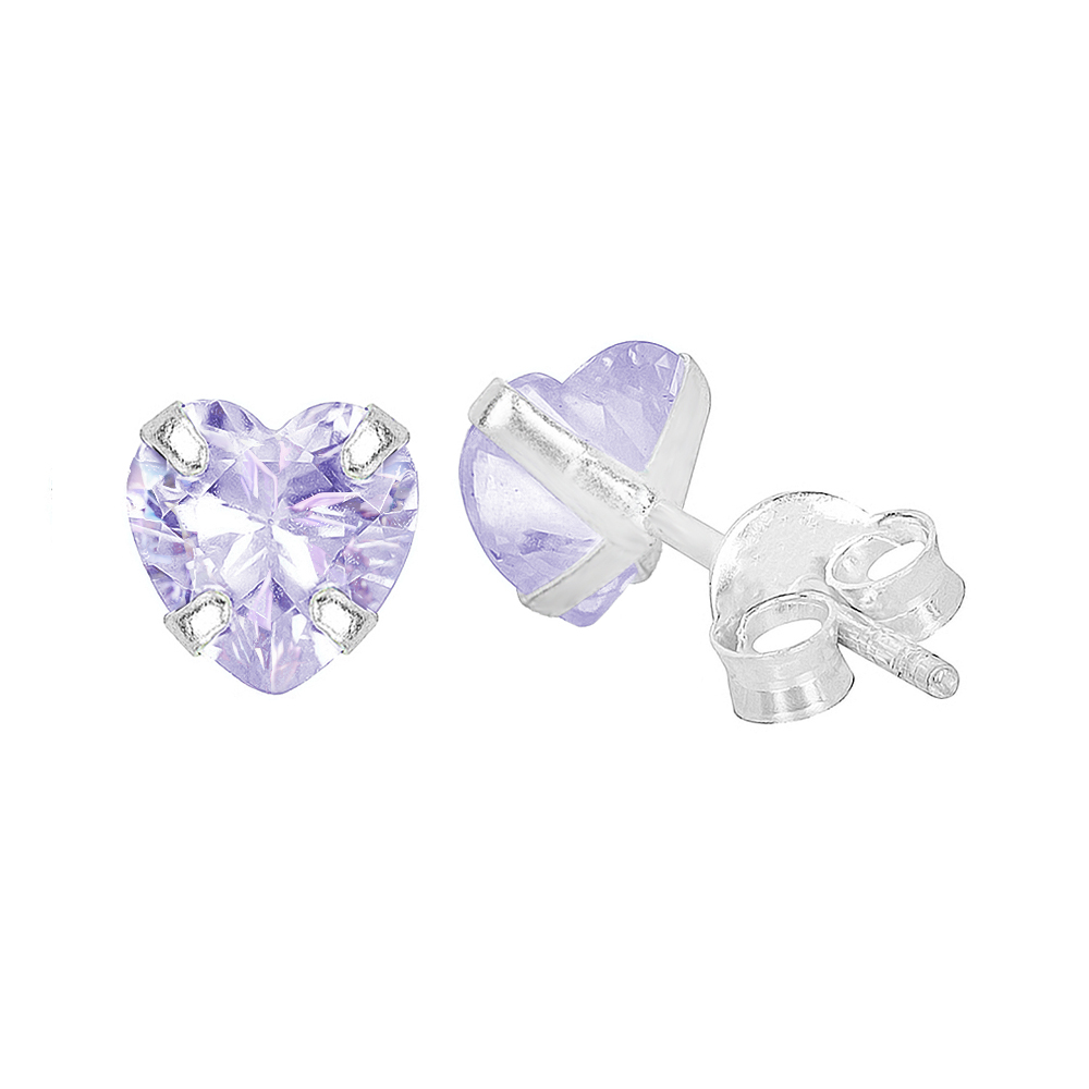 BRINCO PEQUENO P925 ZIRCONIA CORAÇÃO LILAS 5X5MM