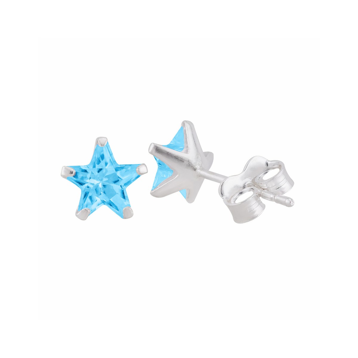 BRINCO PEQUENO P925 ZIRCONIA ESTRELA AZUL 6MM