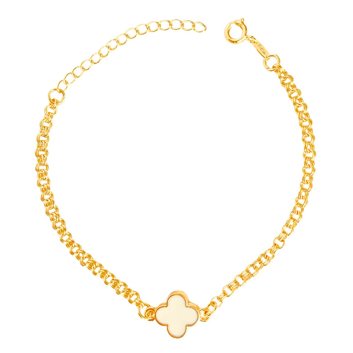 PULSEIRA TREVO DE 4 FOLHAS BRANCO MODELO VIRGINIA