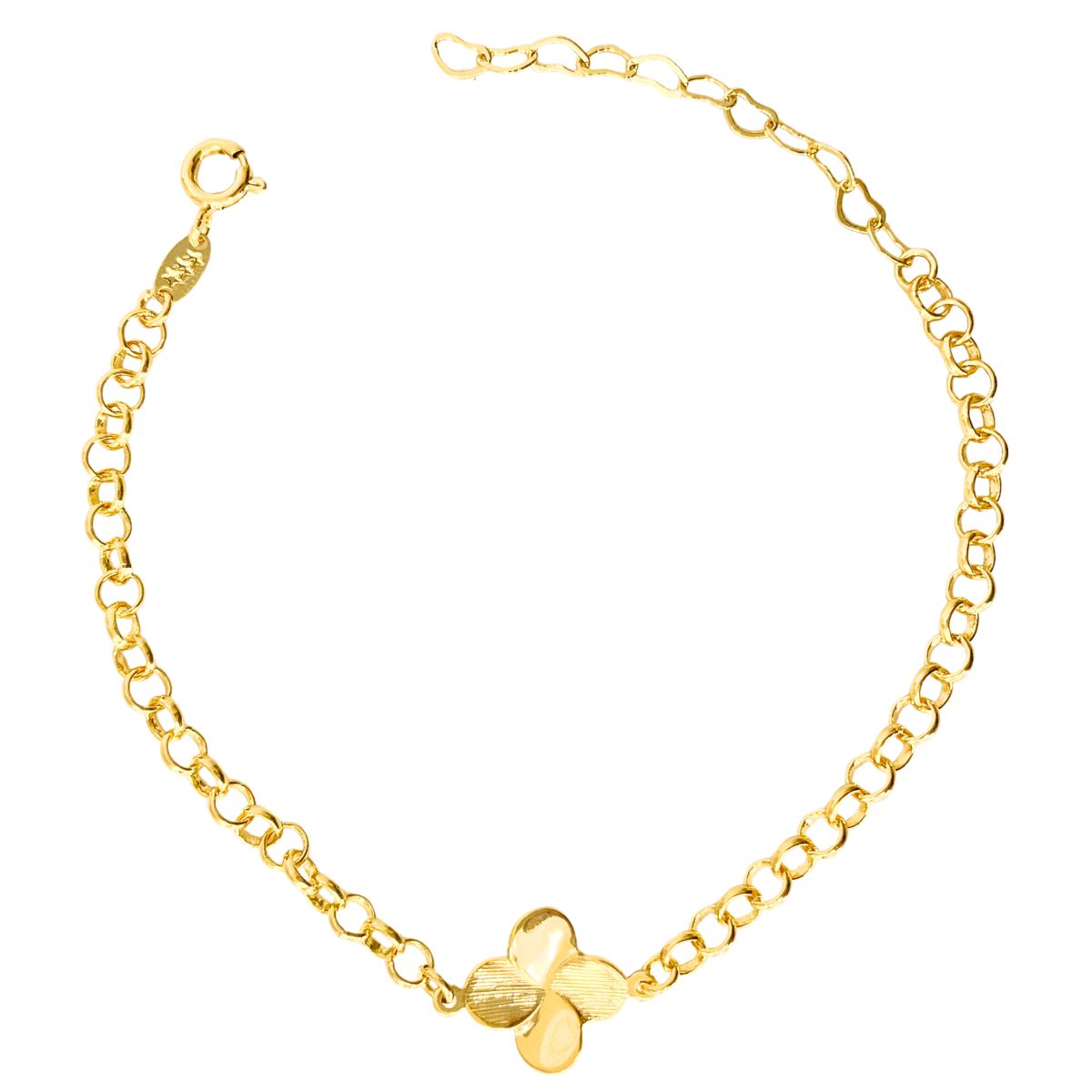 PULSEIRA TREVO DE 4 FOLHAS DE CHAPA LISA MODELO VIRGINIA