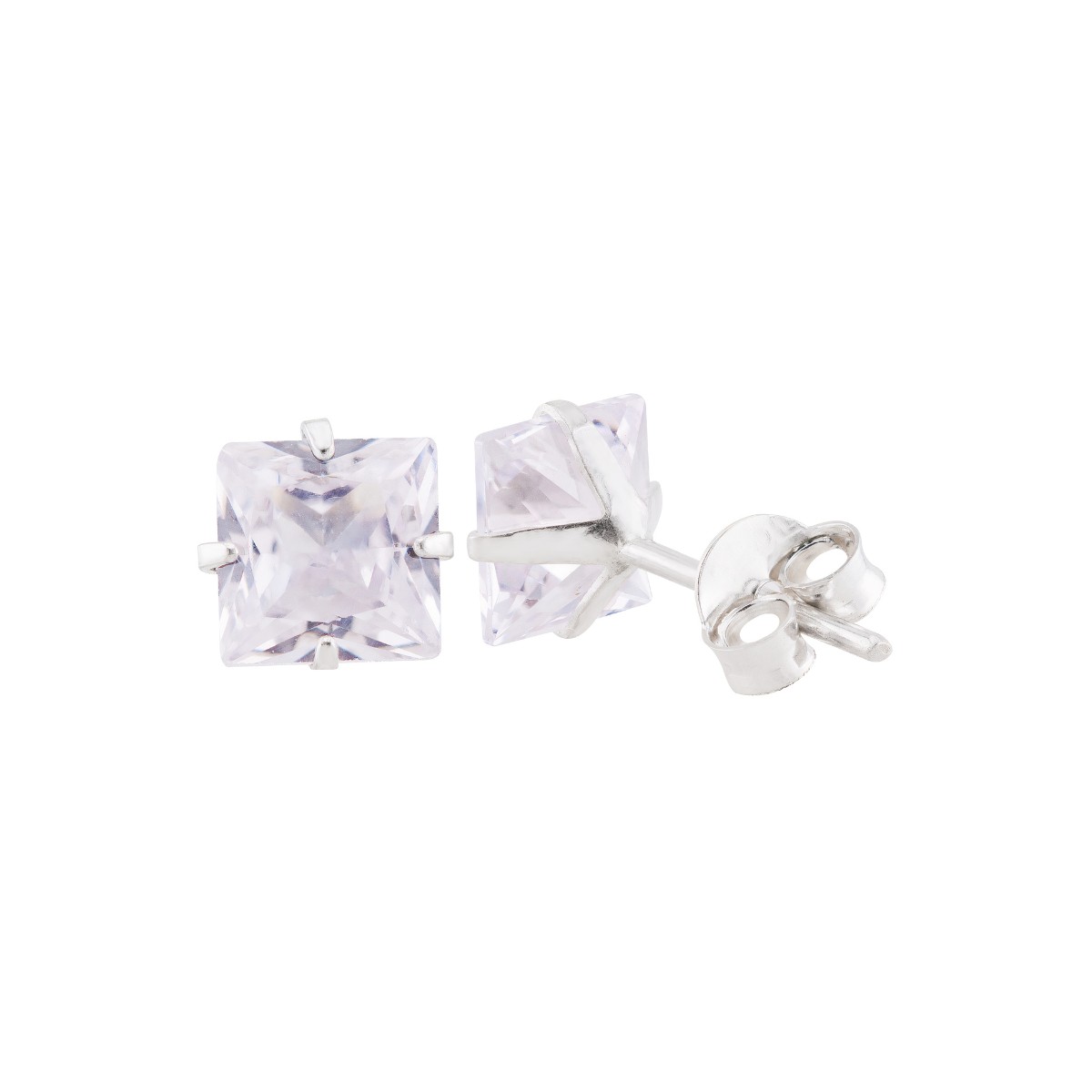 BRINCO PEQUENO P925 ZIRCÔNIA CARRE CRISTAL 5X5MM