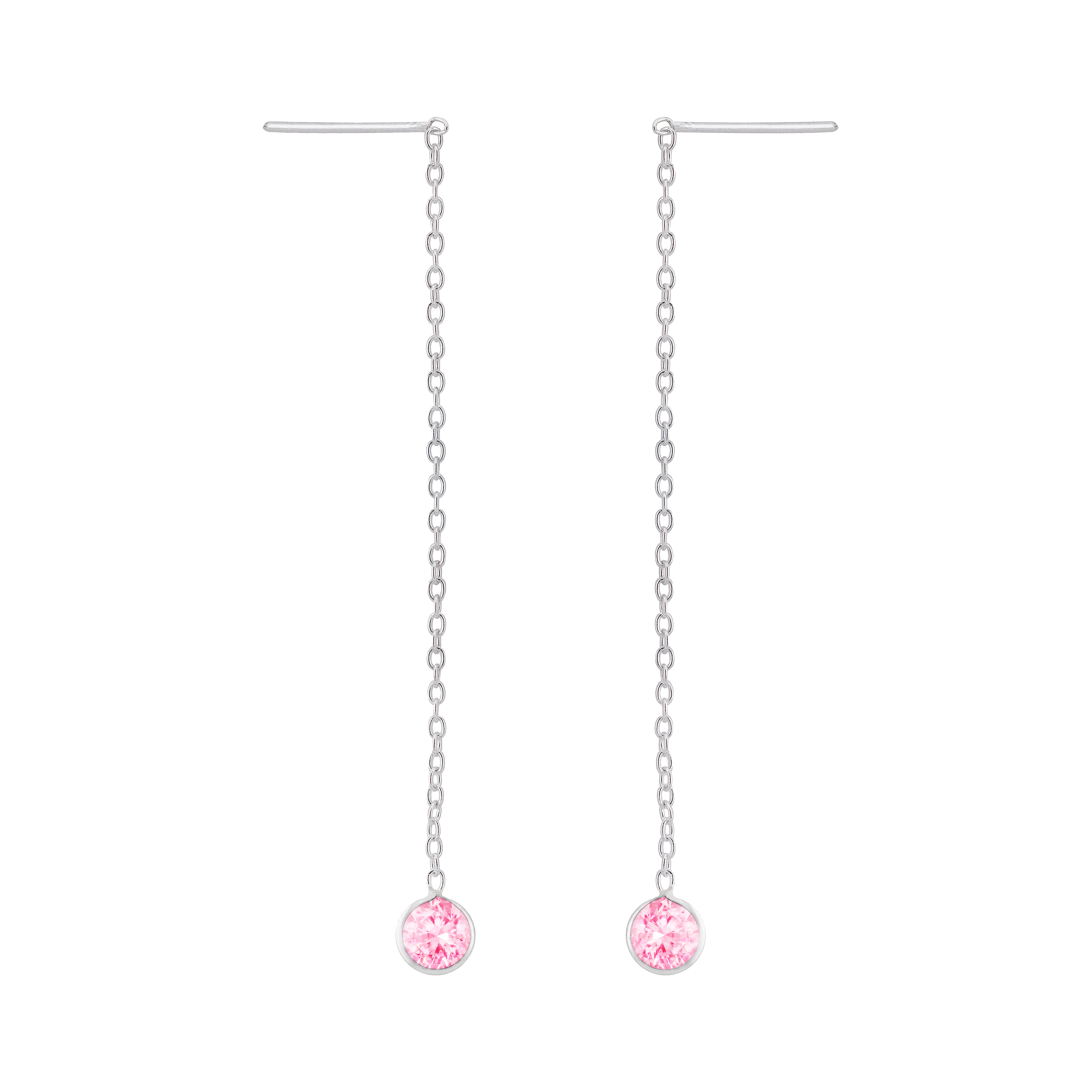 BRINCO PEQUENO P925 CORRENTE ZIRCÔNIA REDONDA ROSA 6CM