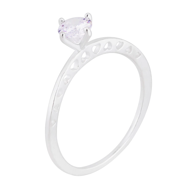 ANEL P925 SOLITARIO COM 1 PEDRA ZIRCONIA CRISTAL 5MM 4 GARRA E FIO DE CORAÇAO