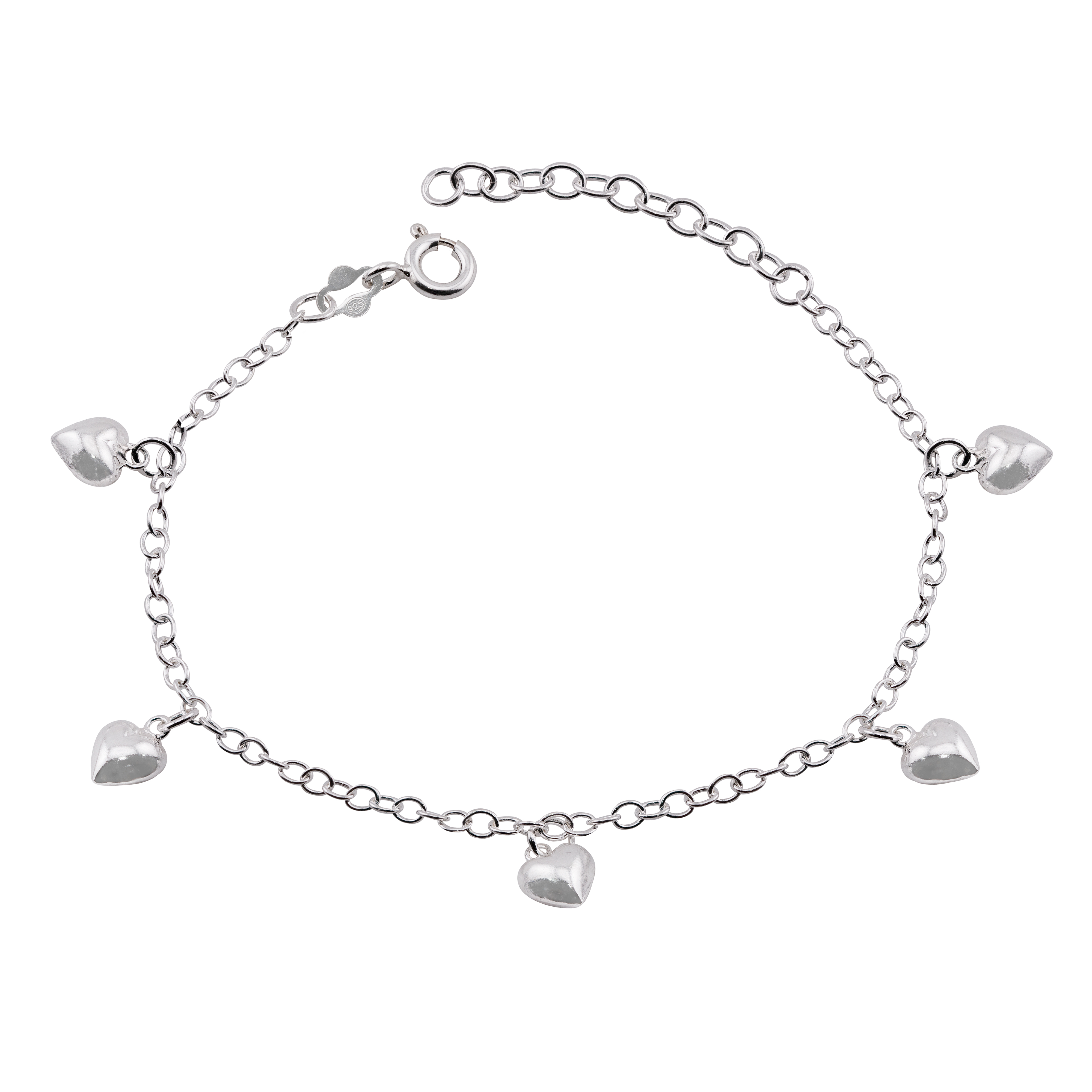 PULSEIRA P925 5 CORAÇÕES PENDURADO