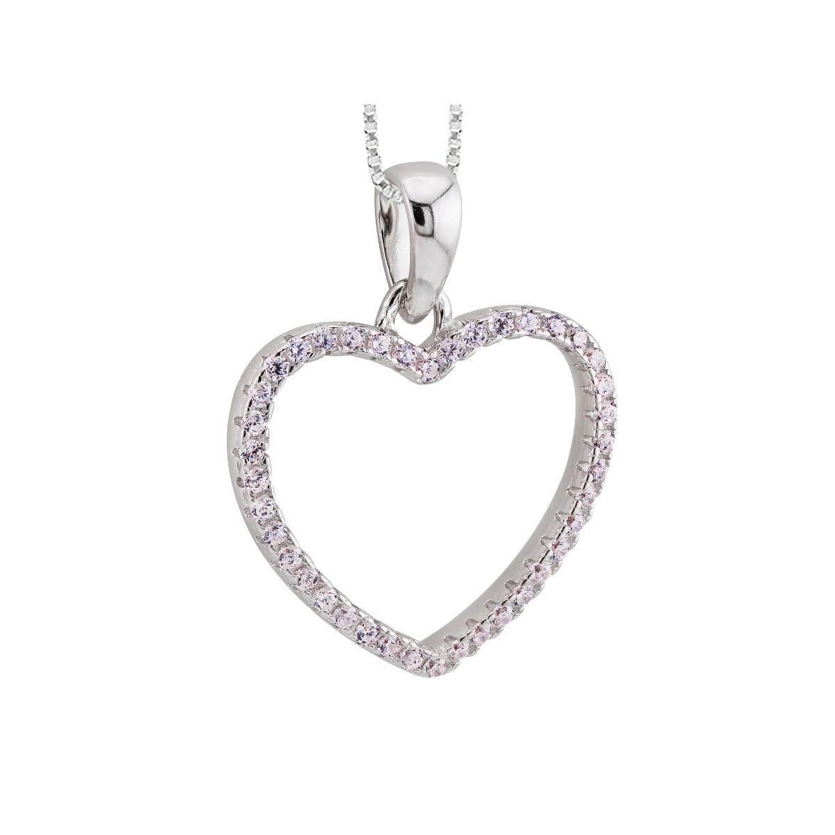 GARGANTILHA P925 VENEZIANA + PINGENTE COM RÓDIO CORAÇÃO CRAVEJADO CRISTAL