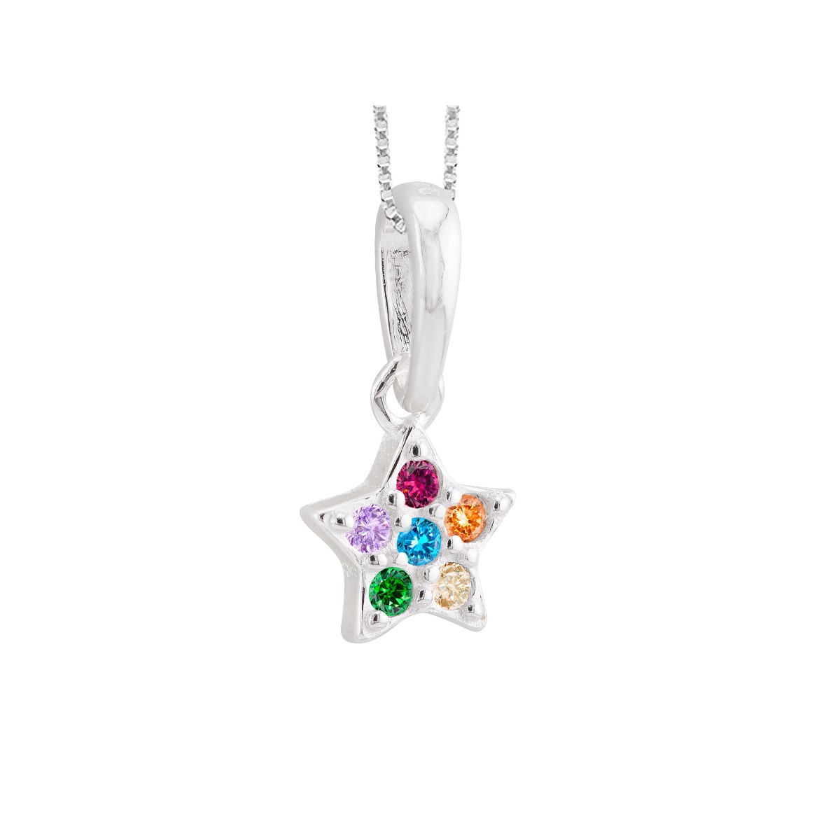 GARGANTILHA P925 VENEZIANA + PINGENTE ESTRELA CRAVEJADA COLOR